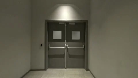 Industrial Hallway Large Corridor Double Door Stock Footage 339958024