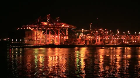 Industrial Harbour Night 스톡 동영상 30206855