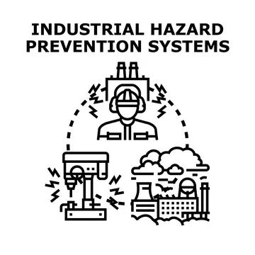 Industrial hazard prevention systems ensuring worker safety and security Stock Illustration