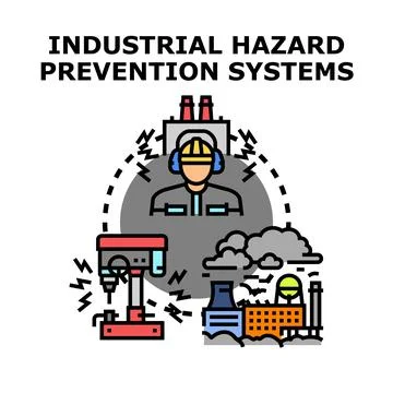 Industrial hazard prevention systems ensuring worker safety and security Stock Illustration
