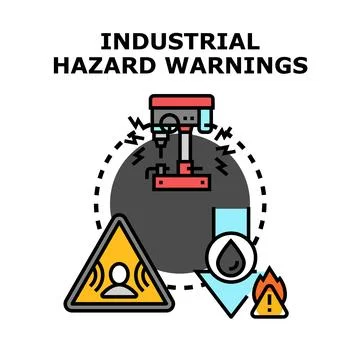 Industrial hazard warnings protecting workers and equipment Stock Illustration