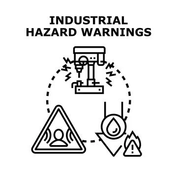 Industrial hazard warnings protecting workers and equipment Stock Illustration