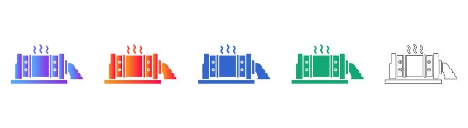 Industrial Heating and Thermal Processing Icons Stock Illustration
