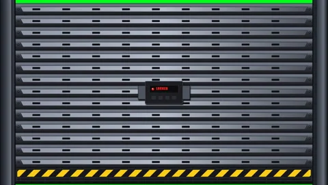 Industrial heavy security shutter door with electronic digital keypad control Stock Footage 346863342