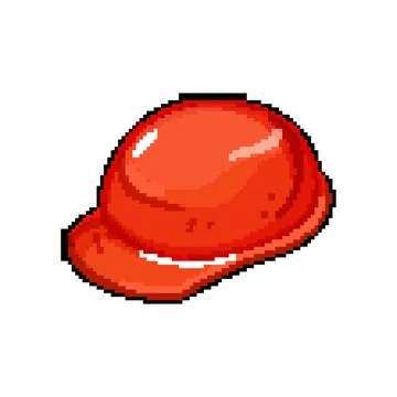 Industrial helmet builder pixel art vector illustration Stock Illustration