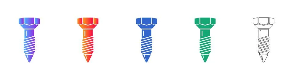 Industrial Hex Bolt Vector Icon Set Stock Illustration
