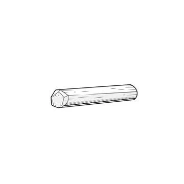 Industrial hexagonal peg rod sketch illustration 스톡 일러스트