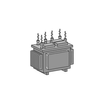 Industrial high voltage electrical power transformer isometric illustration Stock Illustration