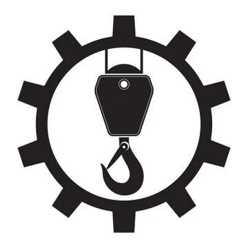 Industrial Hook Icon. Construction Crane Logo. Old Lifting Machinary and Steel Stock Illustration