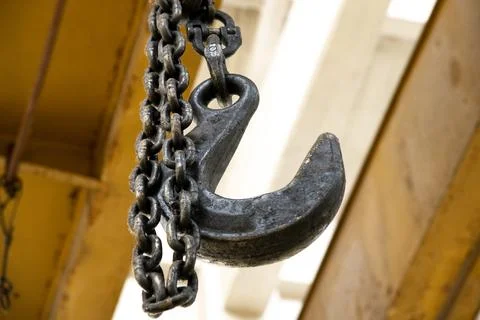 Industrial hook for lifting motors Stock Photos