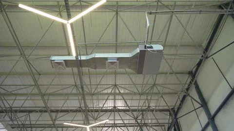 Industrial HVAC Duct and Ceiling Ventilation System Stock Footage 343175746