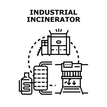 Industrial incinerator processing waste management system infrastructure Stock Illustration