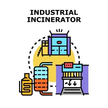 Industrial incinerator processing waste management system infrastructure Stock Illustration