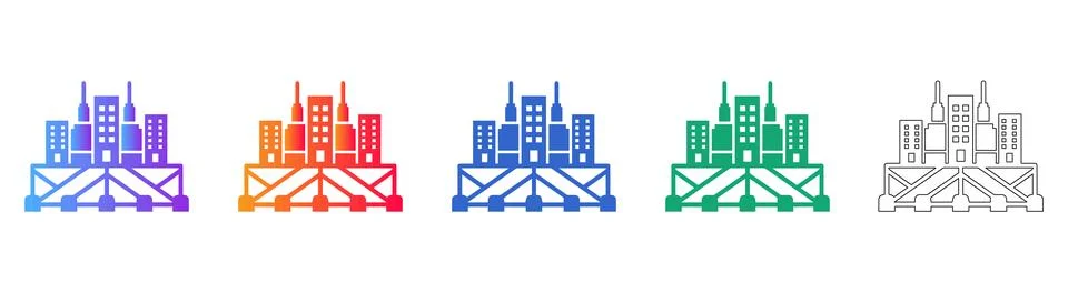 Industrial Infrastructure Development Icons Stock Illustration