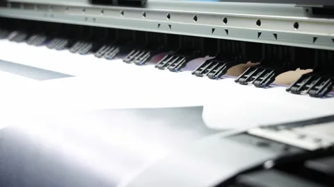 Industrial inkjet printer in operation. printing patterns on large sheets o.. Video stock 314269186
