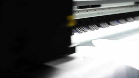 Industrial inkjet printer in operation. printing patterns on large sheets o.. Video stock 314269262