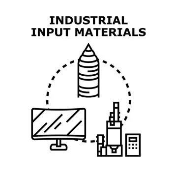 Industrial input materials processing and manufacturing concept Stock Illustration