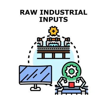 Industrial inputs processing automation for manufacturing production Stock Illustration