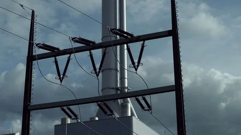 Industrial Installation With Electrical Cables Timelapse Stock Footage 74562830