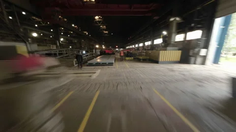 Industrial interior divided into functional sections Video stock 328930194