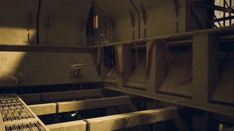 Industrial interior with dramatic lighting and architectural design elements 스톡 동영상 326195518