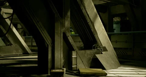 Industrial interior featuring unique structural design and lighting effects Stock Footage 304515013