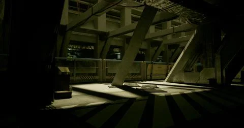 Industrial interior highlighting shadows and light in an urban space Stock Illustration
