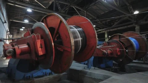 Industrial interior. Inside the cable workshop, a modern cable factory. Cable Stock Footage 132249334