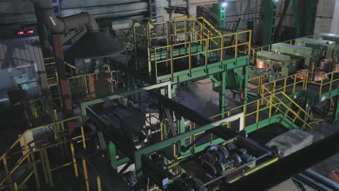 Industrial interior of a modern factory. Continuous Copper Roller Casting Stock Footage 134815895
