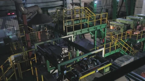 Industrial interior of a modern factory. Continuous Copper Roller Casting Stock Footage 137732946