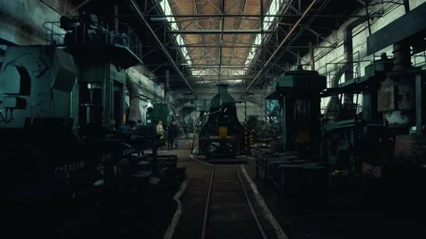 Industrial interior of an old building Stock Footage 138644266