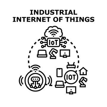 Industrial internet of things concept connecting smart devices イラスト素材