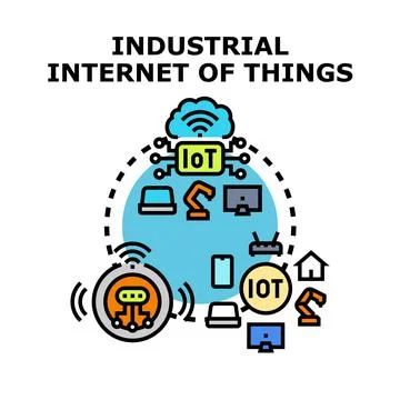 Industrial internet of things concept connecting smart devices Stock Illustration
