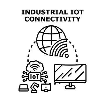 Industrial internet of things connecting global smart industry 스톡 일러스트