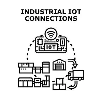 Industrial internet of things connecting supply chain elements Stock Illustration