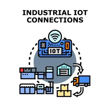 Industrial internet of things connecting supply chain elements 库存插图