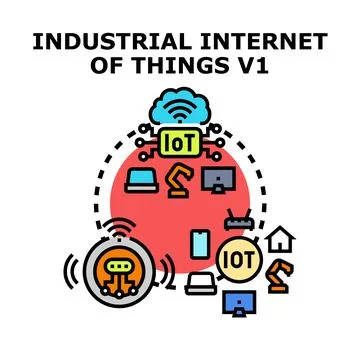 Industrial internet of things iiot system technology Stock Illustration