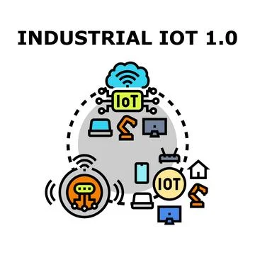 Industrial internet of things network connecting devices 스톡 일러스트