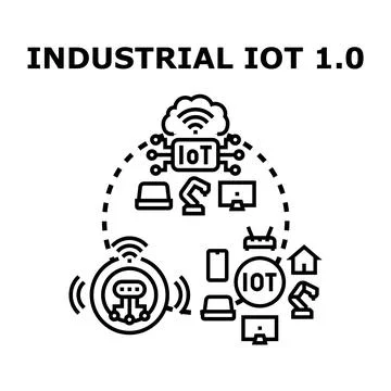 Industrial internet of things network connecting devices 스톡 일러스트