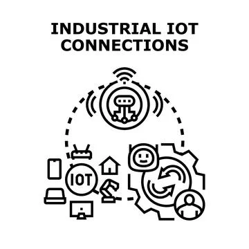 Industrial internet of things network connecting devices Stock Illustration