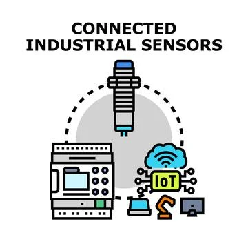Industrial internet of things sensors network connecting automation 스톡 일러스트