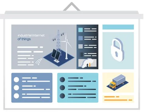 Industrial internet of things. Smart alternative energy concept with solar Stock Illustration