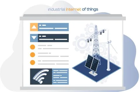 Industrial internet of things. Smart alternative energy concept with solar Stock-Illustration