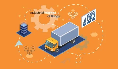 Industrial internet of things. Smart logistics delivery digital services 스톡 일러스트