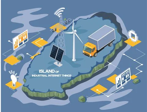 Industrial internet of things. Smart logistics delivery digital services Illustrazione stock