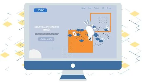 Industrial internet of things webpage on computer. New business ideas by using Stockillustratie