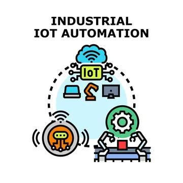 Industrial iot automation concept vector illustrating smart factory system イラスト素材