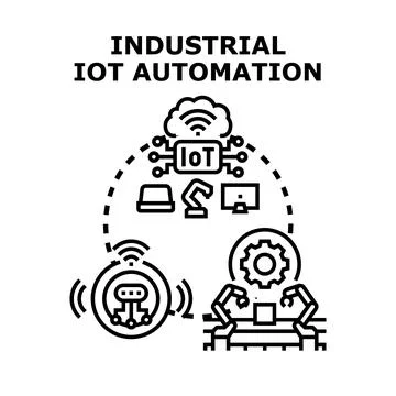 Industrial iot automation concept vector illustrating smart factory system イラスト素材