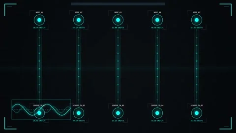 Industrial IoT Digital Data Flow HUD Interface Stock Footage 345515445