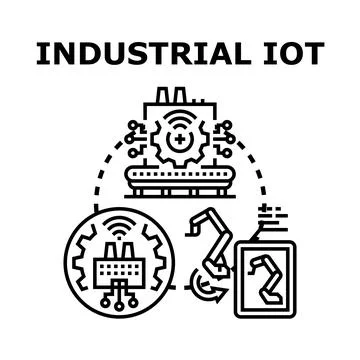 Industrial iot manufacturing process automation concept Illustrazione stock
